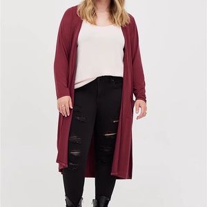 Torrid Burgundy Duster Cardigan